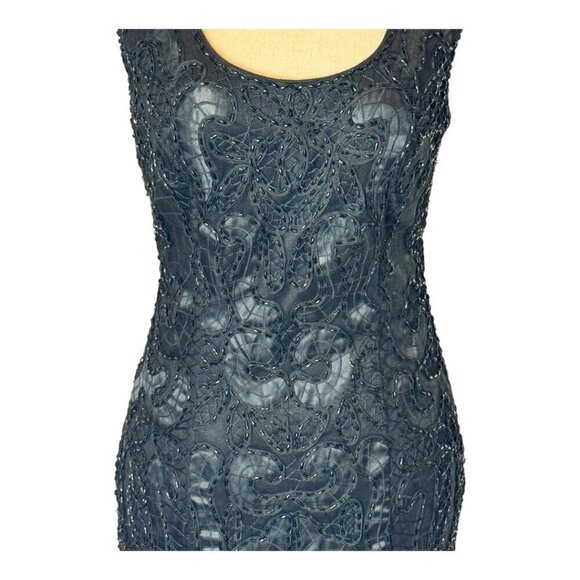 Sue Wong Dress Women 2 Black Lace Beaded‎ Illusion Knee Length Mini Sheath Party - Picture 8 of 14